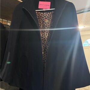 Betsey Johnson dark blue Cape with Leopard Print